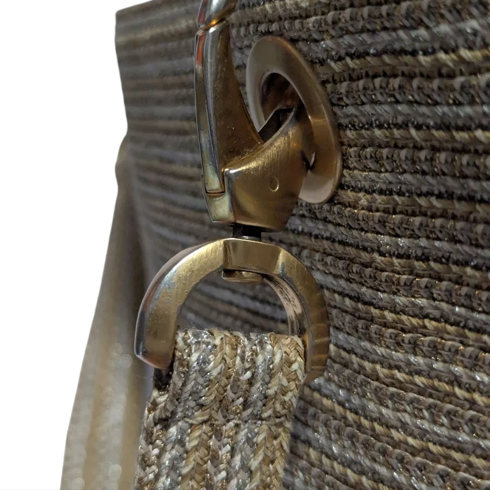 Eric Javits Metallic Silver & Straw Bag - Picture 10 of 16